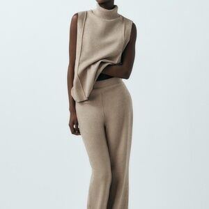 NWT Zara Dark Camel Plush Sweatsuit Set Pants & Top Medium